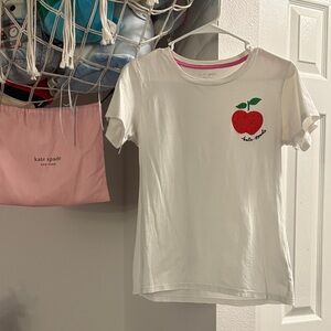 kate spade White Short-Sleeve Tee with Red Apple